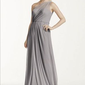 Long mesh dress with one shoulder